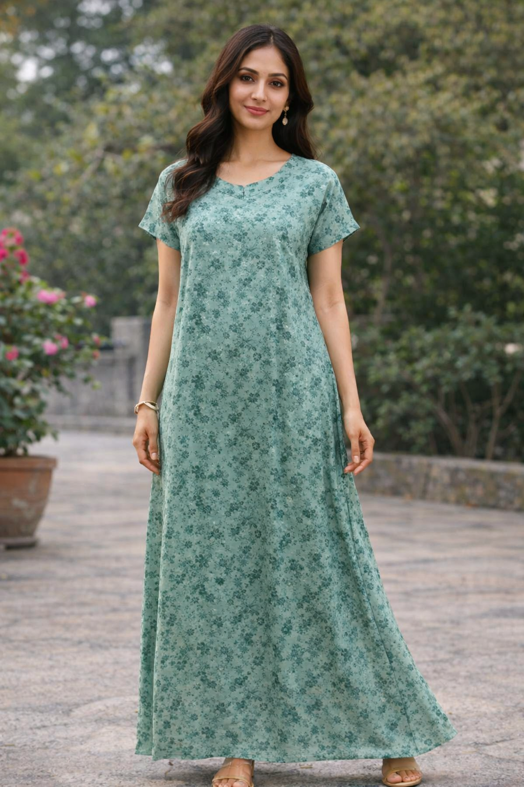 Green Patterned Maxi